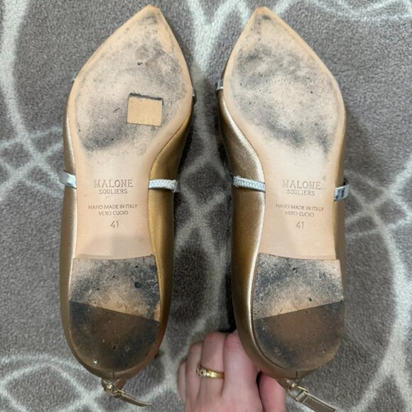 Malone Souliers Robyn Flats Metallic Gold and Silver Size 41 EU - Picture 7 of 8